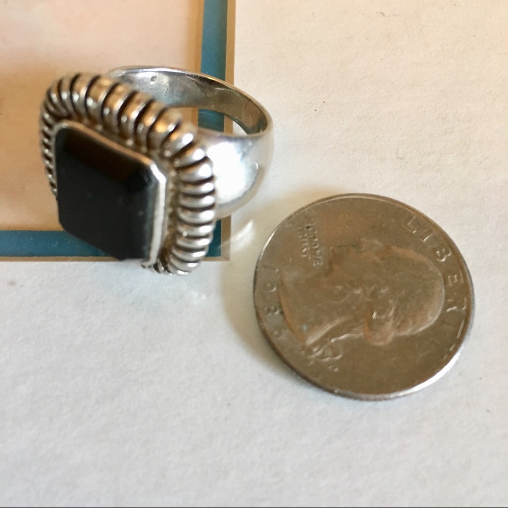 Onyx Sterling Statement Ring Size 7 - image 2